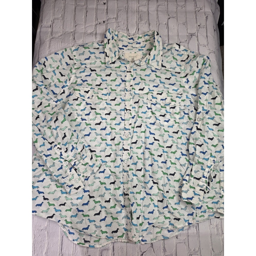 Sonoma Womens 3X Dachshund Dog Print Button Down Blouse‎